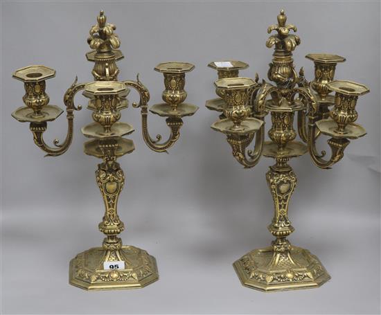 A pair of ormolu candelabra H.42cm.
